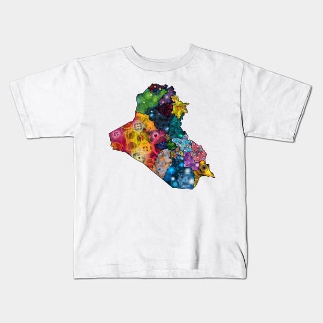 Spirograph Patterned Iraq Governorates Map Kids T-Shirt by RachelEDesigns